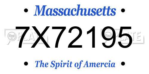 7X72195 Massachusetts License Plate