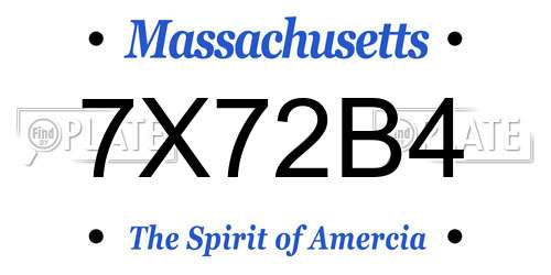7X72B4 Massachusetts License Plate