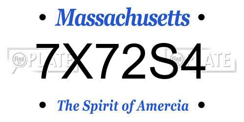 7X72S4 Massachusetts License Plate