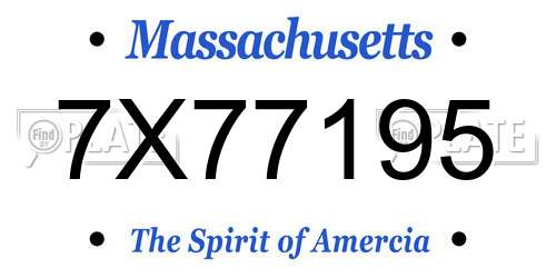 7X77195 Massachusetts License Plate