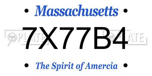7X77B4 Massachusetts License Plate