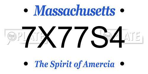 7X77S4 Massachusetts License Plate