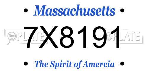 7X8191 Massachusetts License Plate