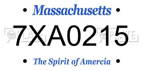 7XA0215 Massachusetts License Plate