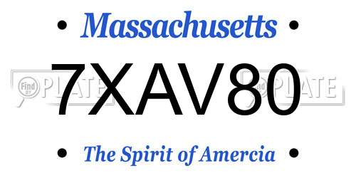 7XAV80 Massachusetts License Plate