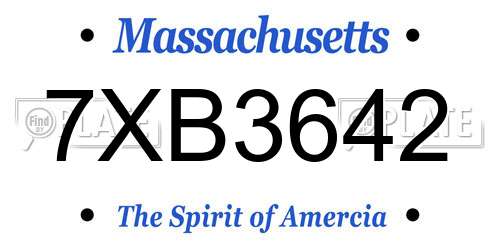 7XB3642 Massachusetts License Plate