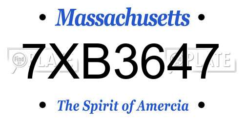 7XB3647 Massachusetts License Plate