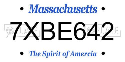 7XBE642 Massachusetts License Plate