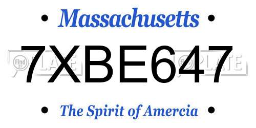 7XBE647 Massachusetts License Plate