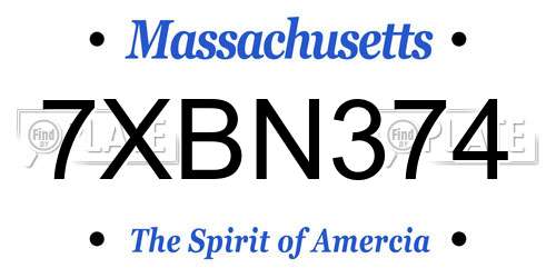 7XBN374 Massachusetts License Plate