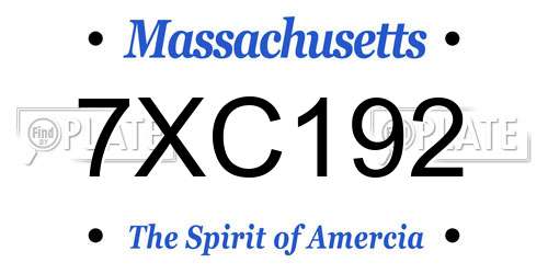 7XC192 Massachusetts License Plate