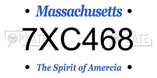 7XC468 Massachusetts License Plate