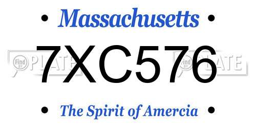 7XC576 Massachusetts License Plate