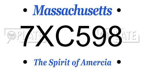 7XC598 Massachusetts License Plate