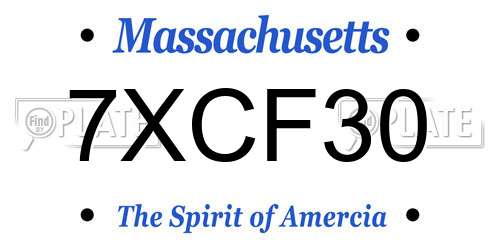 7XCF30 Massachusetts License Plate