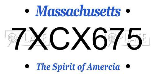7XCX675 Massachusetts License Plate