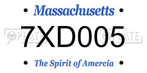 7XD005 Massachusetts License Plate