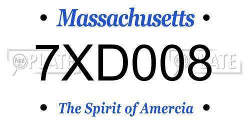 7XD008 Massachusetts License Plate