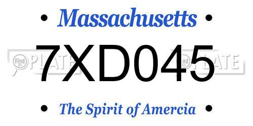 7XD045 Massachusetts License Plate