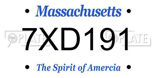 7XD191 Massachusetts License Plate