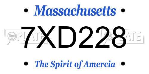 7XD228 Massachusetts License Plate