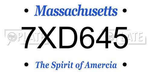 7XD645 Massachusetts License Plate