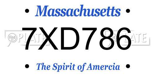 7XD786 Massachusetts License Plate
