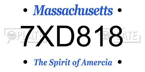7XD818 Massachusetts License Plate