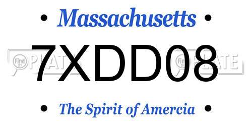 7XDD08 Massachusetts License Plate
