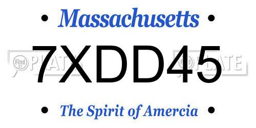 7XDD45 Massachusetts License Plate