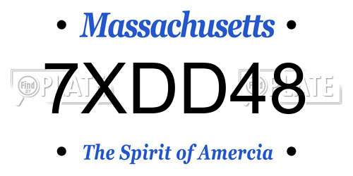 7XDD48 Massachusetts License Plate
