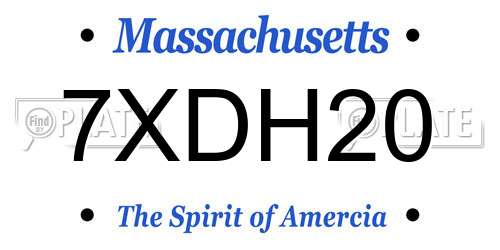 7XDH20 Massachusetts License Plate