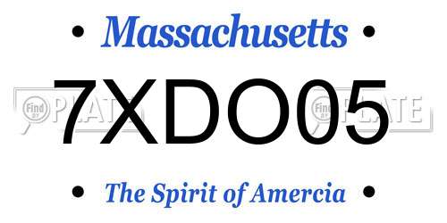 7XDO05 Massachusetts License Plate