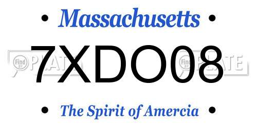 7XDO08 Massachusetts License Plate
