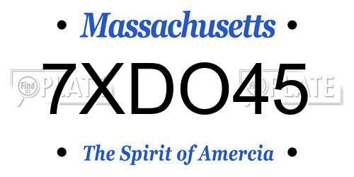 7XDO45 Massachusetts License Plate