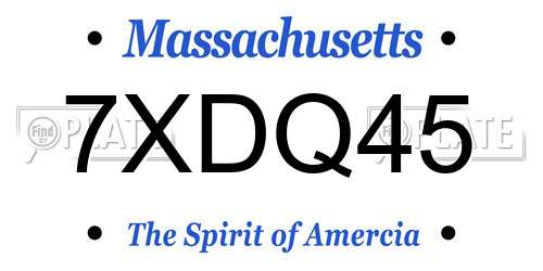 7XDQ45 Massachusetts License Plate
