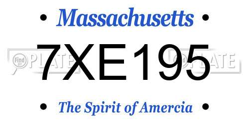 7XE195 Massachusetts License Plate