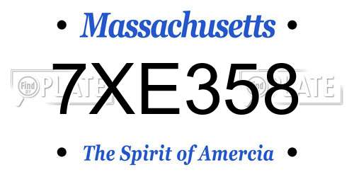 7XE358 Massachusetts License Plate
