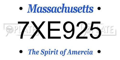 7XE925 Massachusetts License Plate