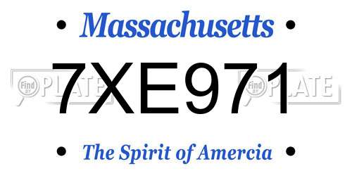 7XE971 Massachusetts License Plate