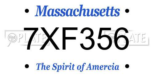 7XF356 Massachusetts License Plate