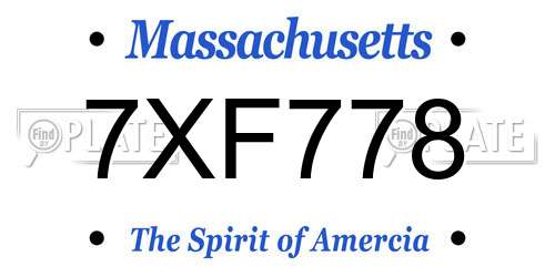 7XF778 Massachusetts License Plate