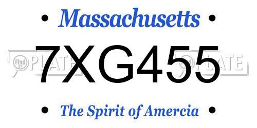 7XG455 Massachusetts License Plate