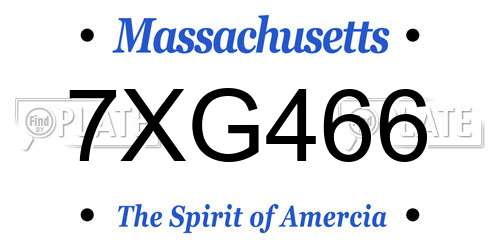 7XG466 Massachusetts License Plate
