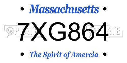 7XG864 Massachusetts License Plate
