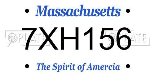 7XH156 Massachusetts License Plate