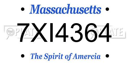 7XI4364 Massachusetts License Plate
