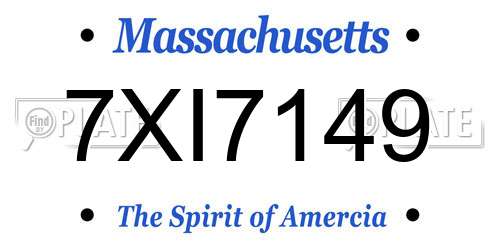 7XI7149 Massachusetts License Plate