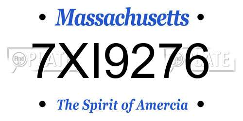 7XI9276 Massachusetts License Plate