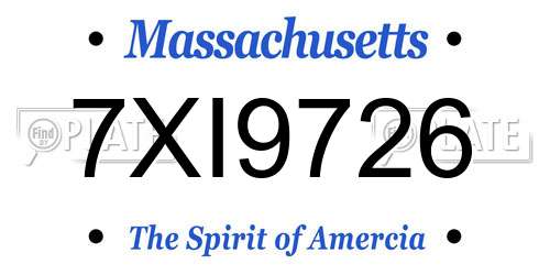 7XI9726 Massachusetts License Plate
